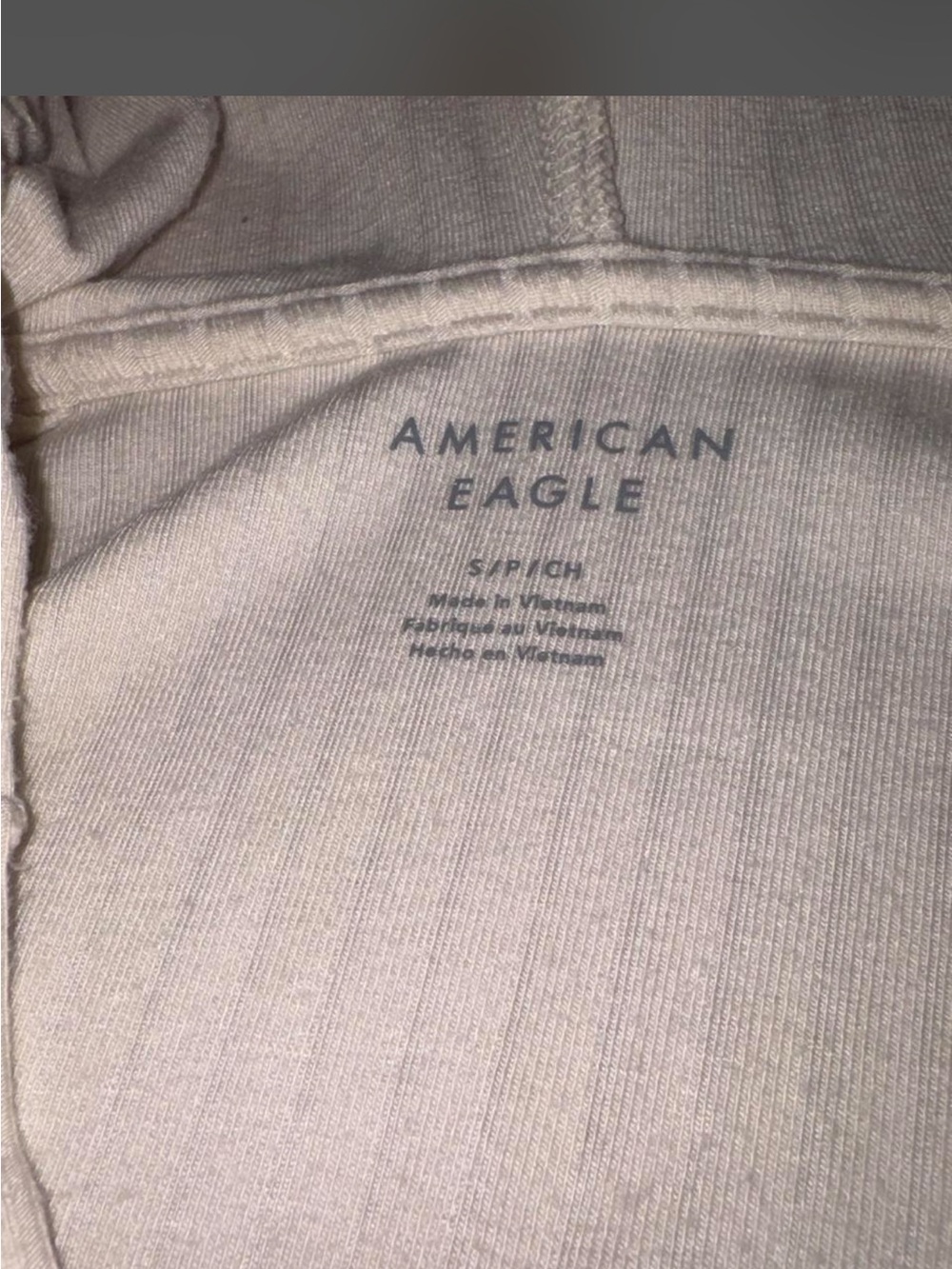 American Eagle AE Small Cream Ribbed Two-Piece Lounge Set - Picture 4 of 7
